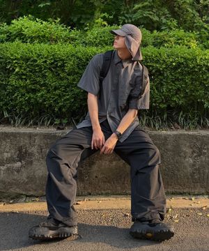 [후드 탈부착] 나일론 후드 숏 슬리브 셔츠 2 COLOR COOSSH197