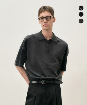 피그먼트 절개 카라 숏 슬리브 티셔츠 3 COLOR COOSTS258