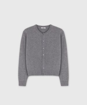 CASSEL FINE MERINO CARDIGAN MID GREY
