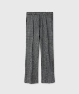 CARNABY FLARED WOOL TROUSERS GLEN CHECK PEBBLE