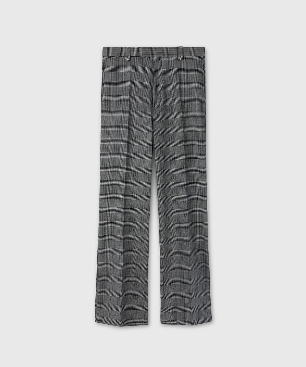 타일레(TAILLE) CARNABY FLARED WOOL TROUSERS GLEN CHECK PEBBLE