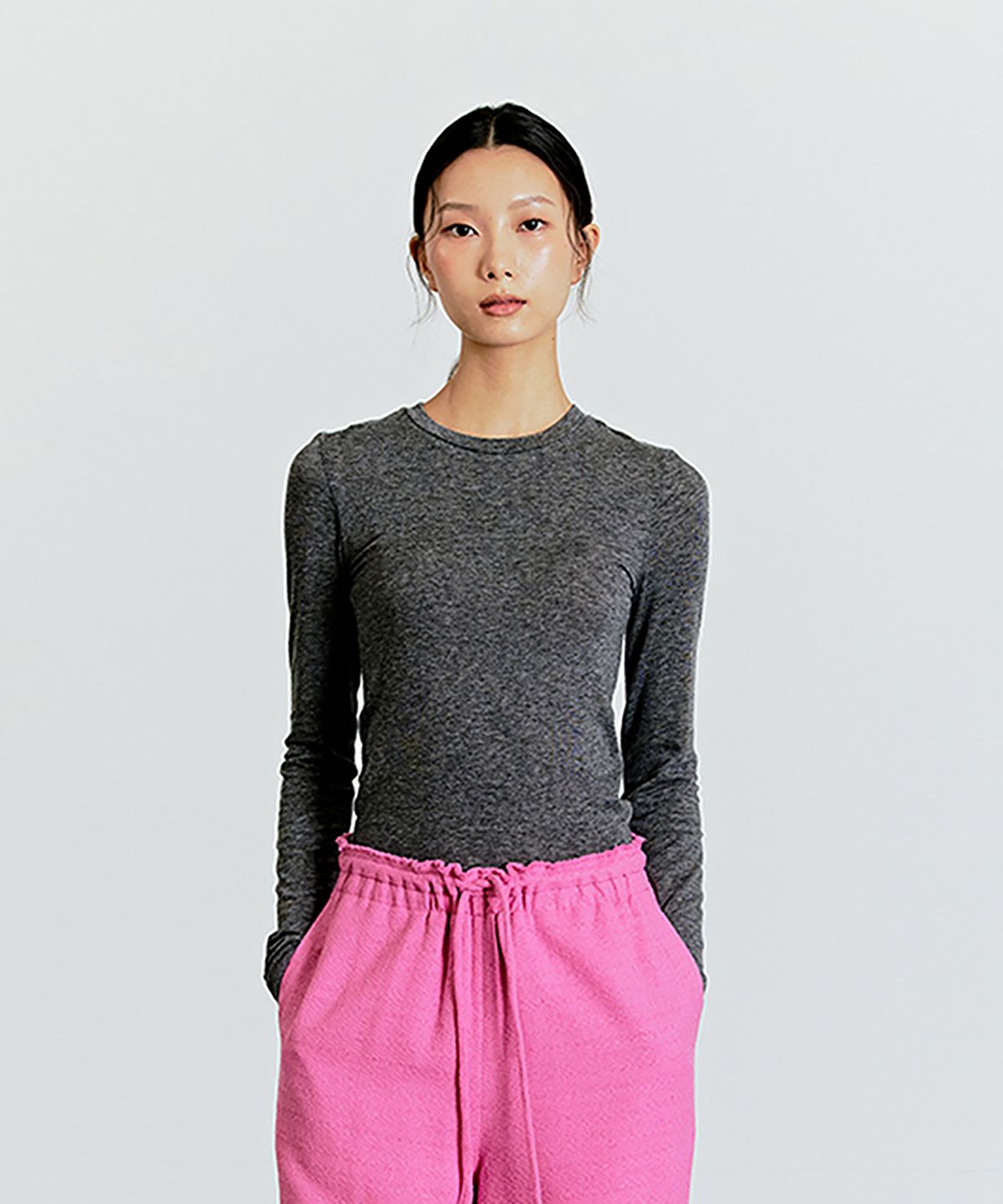옥토버세컨드(OCTOBERSECOND) Wool blend t-shirt (gray)