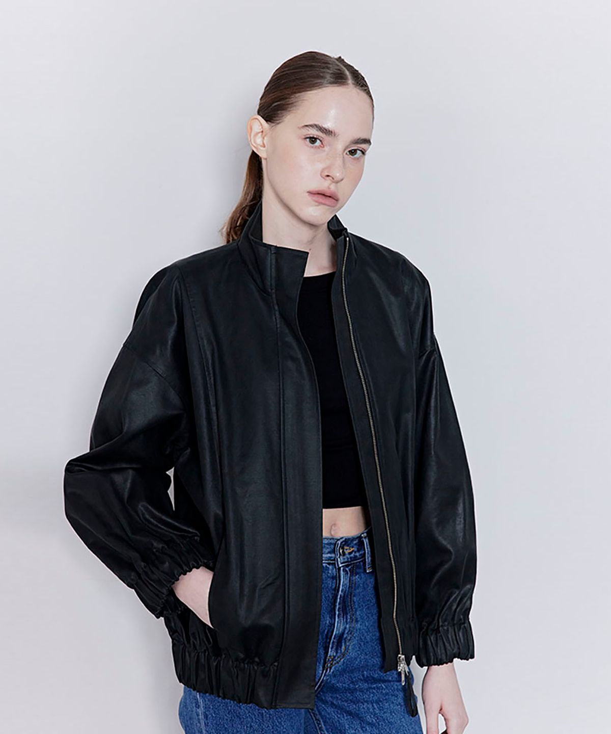 옥토버세컨드(OCTOBERSECOND) Vintage leather blouson (black)
