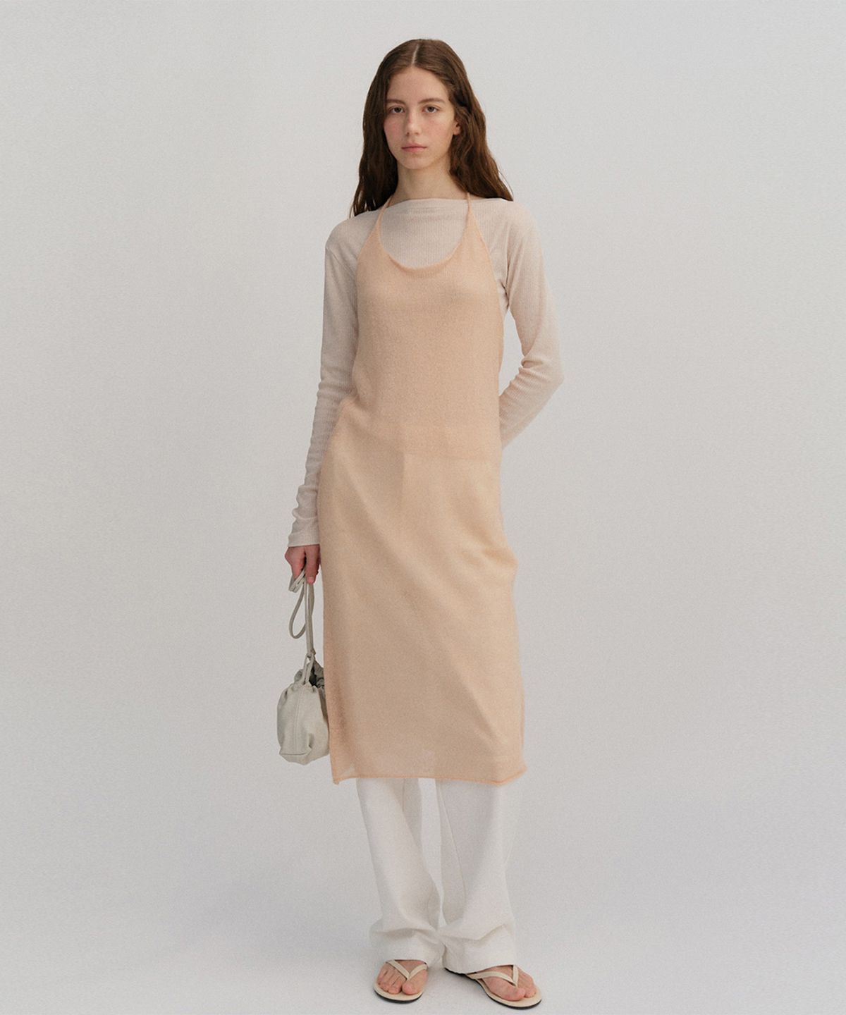 베이오드(BAIE OUD) Kidmohair halter-neck knit dress_peach