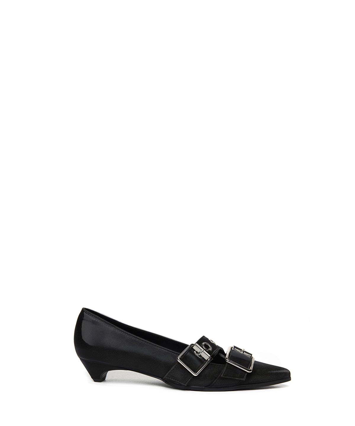 쓰리투에이티(THREE TO EIGHTY) BUCKLE KITTEN HEELS BLACK