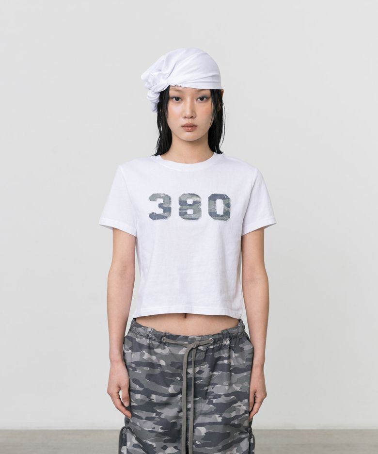 380 APPLIQUE TOP WHITE