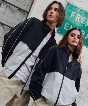 시그니쳐 컬러블록 웜업 자켓 네이비 GA5531 NV