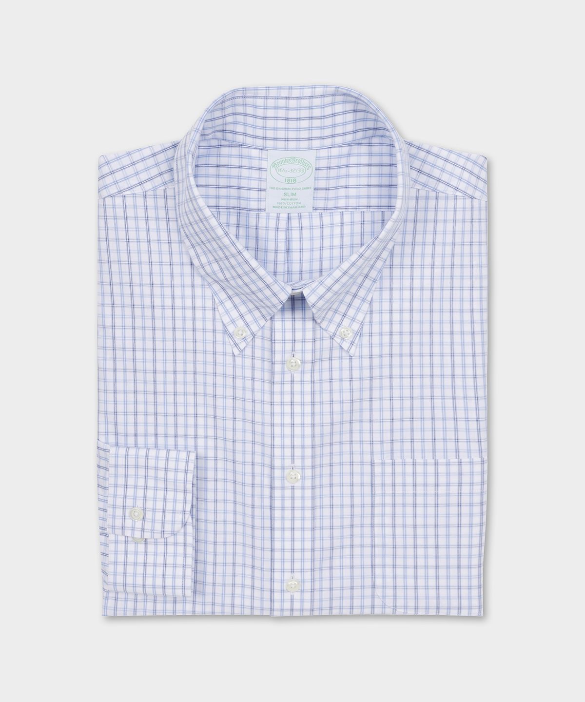브룩스 브라더스(BROOKS BROTHERS) 슬림핏 논아이론 폴로버튼다운 체크 드레스셔츠 (블루) (BBTSMF0219MFA)