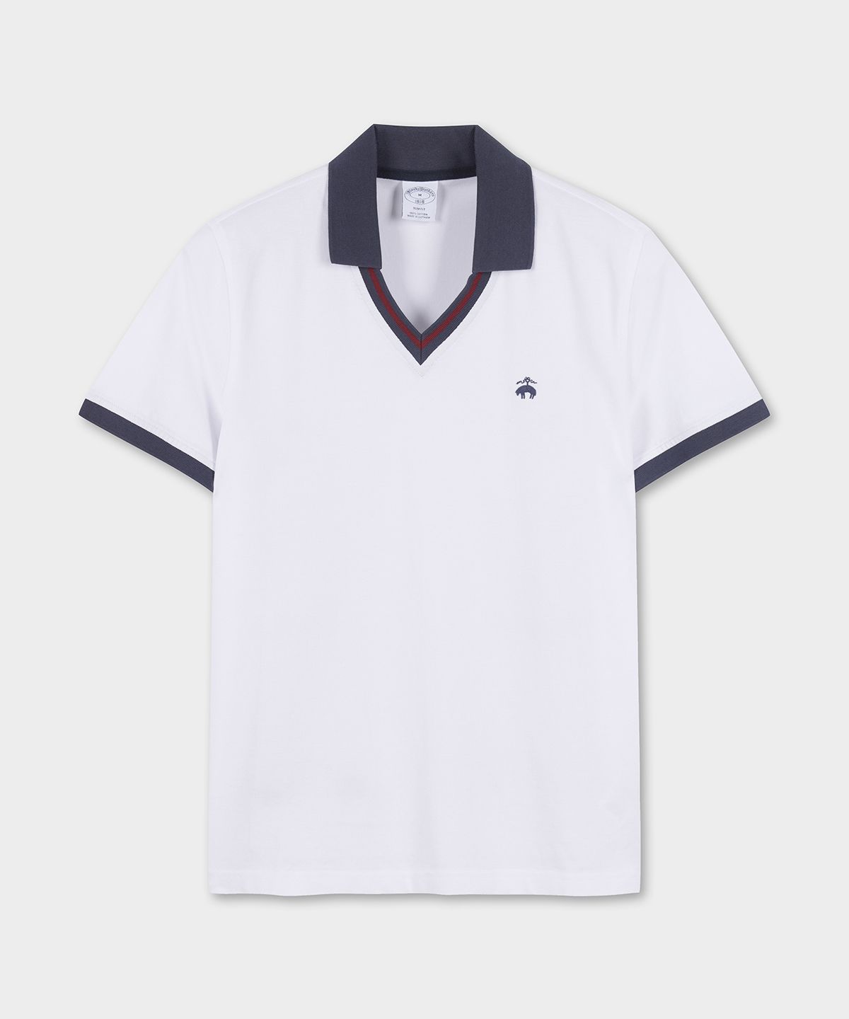 브룩스 브라더스(BROOKS BROTHERS) 슬림핏 테니스 V넥 숏슬리브 폴로  (화이트) (BBNTMF9081AFM)