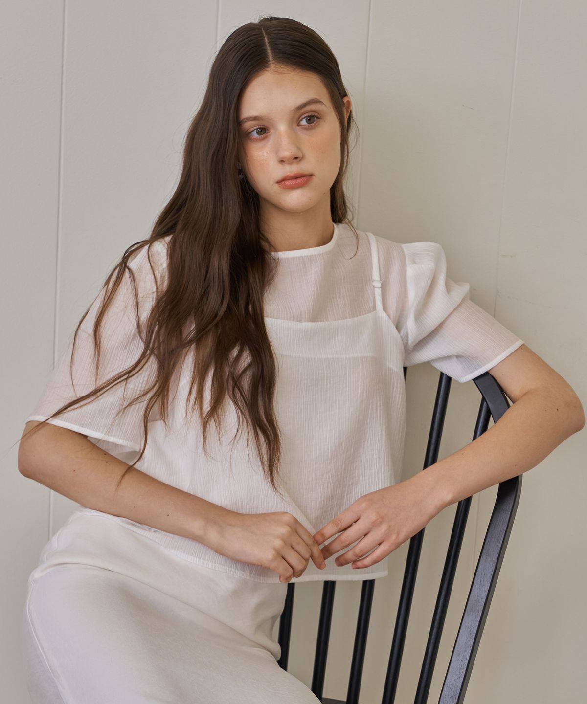 플로브(FLOVE) SHEER SET UP BLOUSE_WH