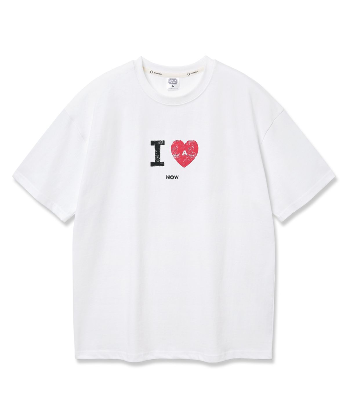앨빈클로(ALVINCLO) I LOVE 오버핏 반팔티 AST4736 (2 COLOR)