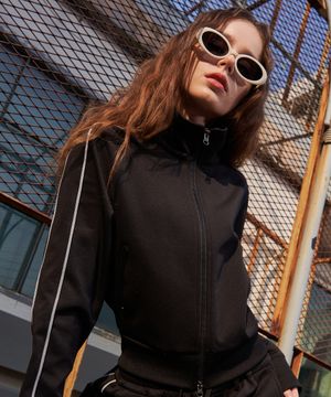 투웨이 풀집업 우먼스 크롭 트랙 자켓 블랙 GA5533 BK