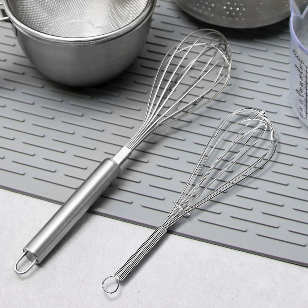 키친구(KITCHENGU) 스테인리스스틸 베이킹 반죽 계란 크림 휘핑기 거품기 소 + 대 세트