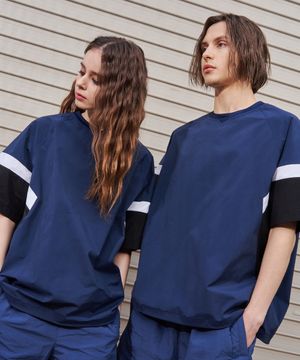 풋볼 시그니쳐 컬러블록 나일론 숏슬리브 블루 GA5621 BL