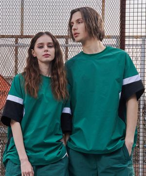 풋볼 시그니쳐 컬러블록 나일론 숏슬리브 그린 GA5621 GN