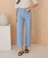 여성 소프트 쿨 허리 뒷밴딩 와이드 데님 팬츠 (연청)