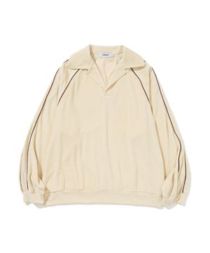 Man Velour Piped Collar Tee Cream