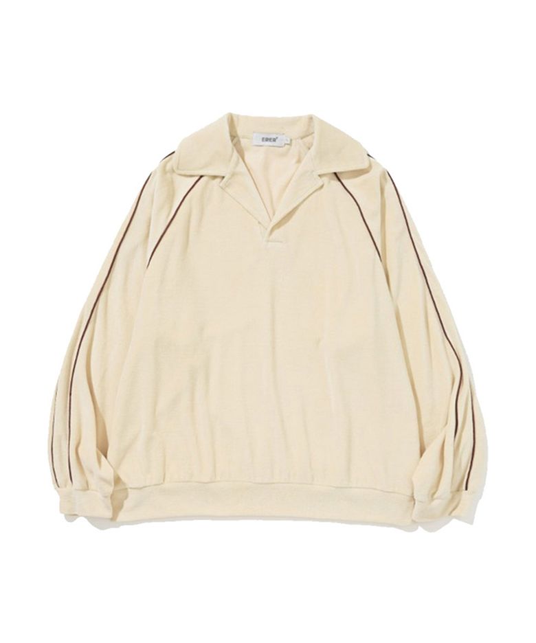 Man Velour Piped Collar Tee Cream