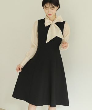 절개라인 플레어 뷔스티에 원피스