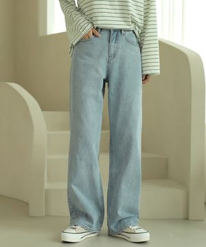 세미 와이드 워싱 데님팬츠