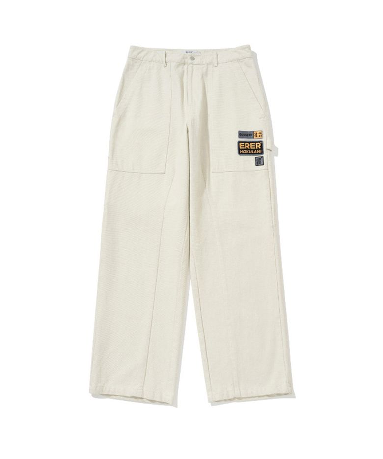 Man Patchwork Carpenter Pants Cream