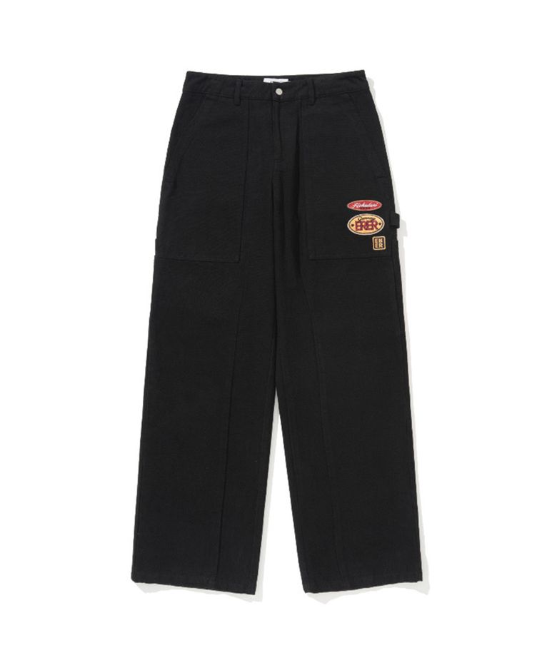 Man Patchwork Carpenter Pants Black