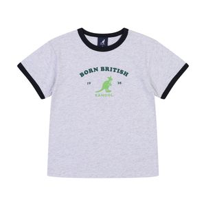 캥거루 그래픽 링거 티셔츠 RB 0104 멜란지 그레이