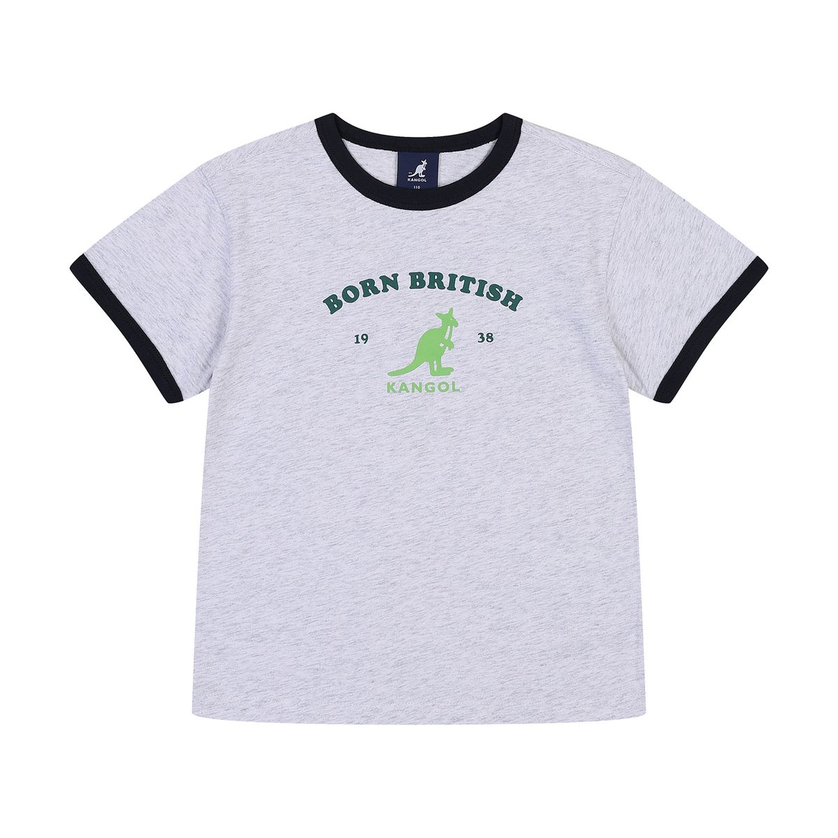 캉골키즈(KANGOL KIDS) 캥거루 그래픽 링거 티셔츠 RB 0104 멜란지 그레이