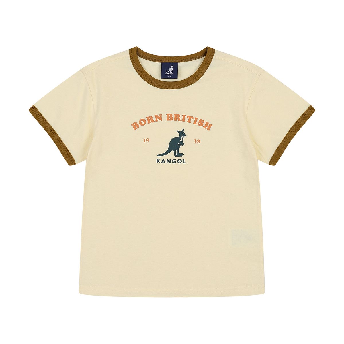 캉골키즈(KANGOL KIDS) 캥거루 그래픽 링거 티셔츠 RB 0104 버터