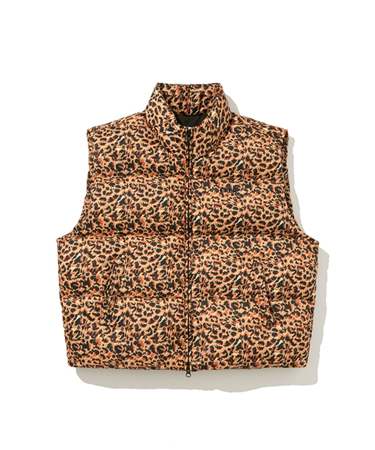에르에르(ERER) Leopard Print Down Vest Orange