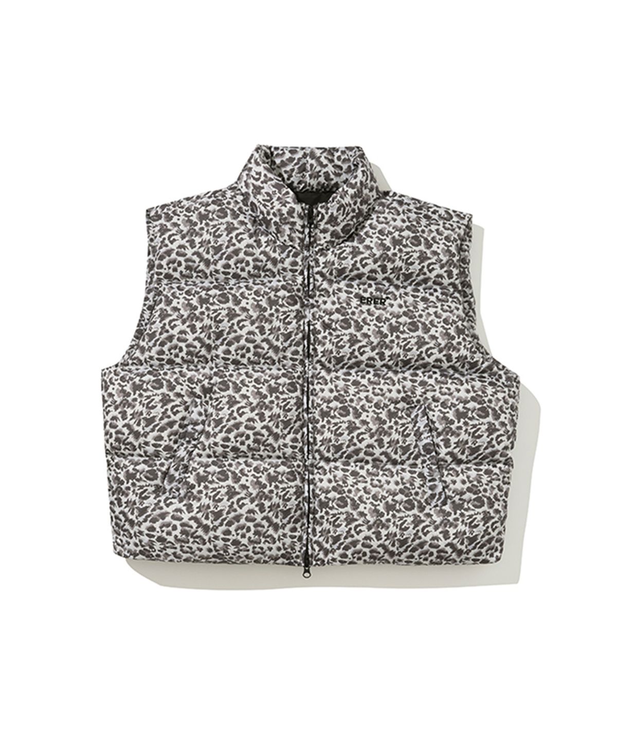 에르에르(ERER) Leopard Print Down Vest Gray