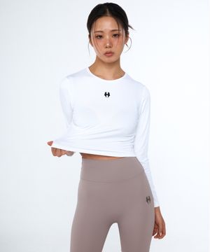 심볼 크롭 롱슬리브 2컬러