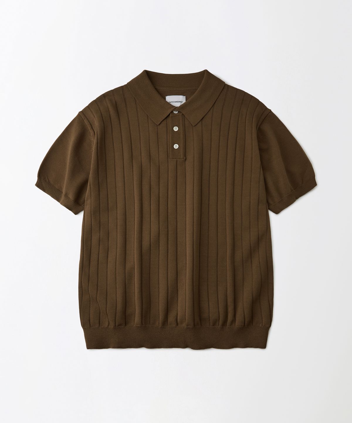 아웃스탠딩(OUTSTANDING) HS STRIPE KNIT COLLAR SHIRT_BROWN