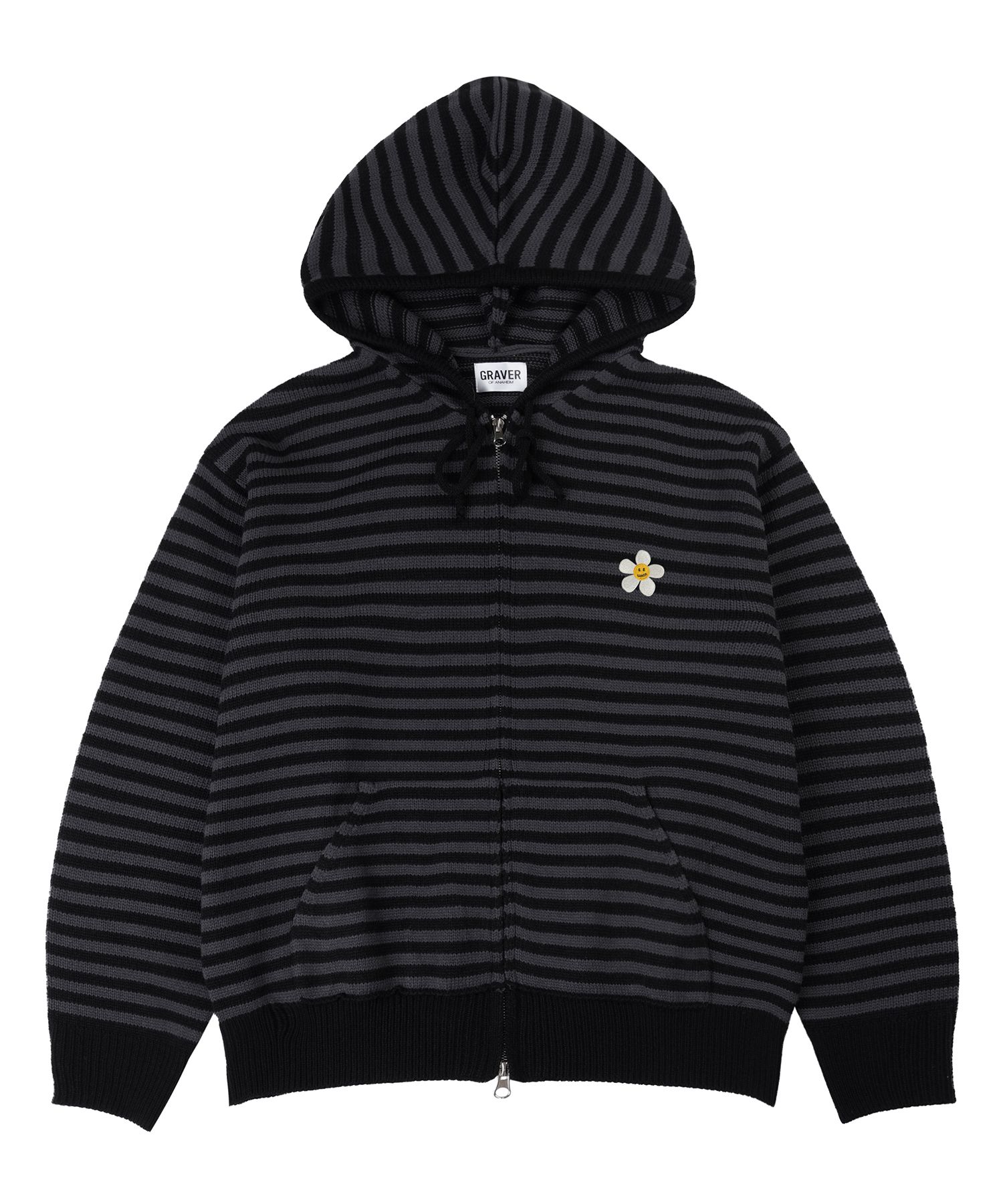 【GRAVER】24FW★ Dot Silhouette Flower Sweatshirt MUSINSA | GRAVER [UNISEX] Flower Dot Embroidery Knit Stripe