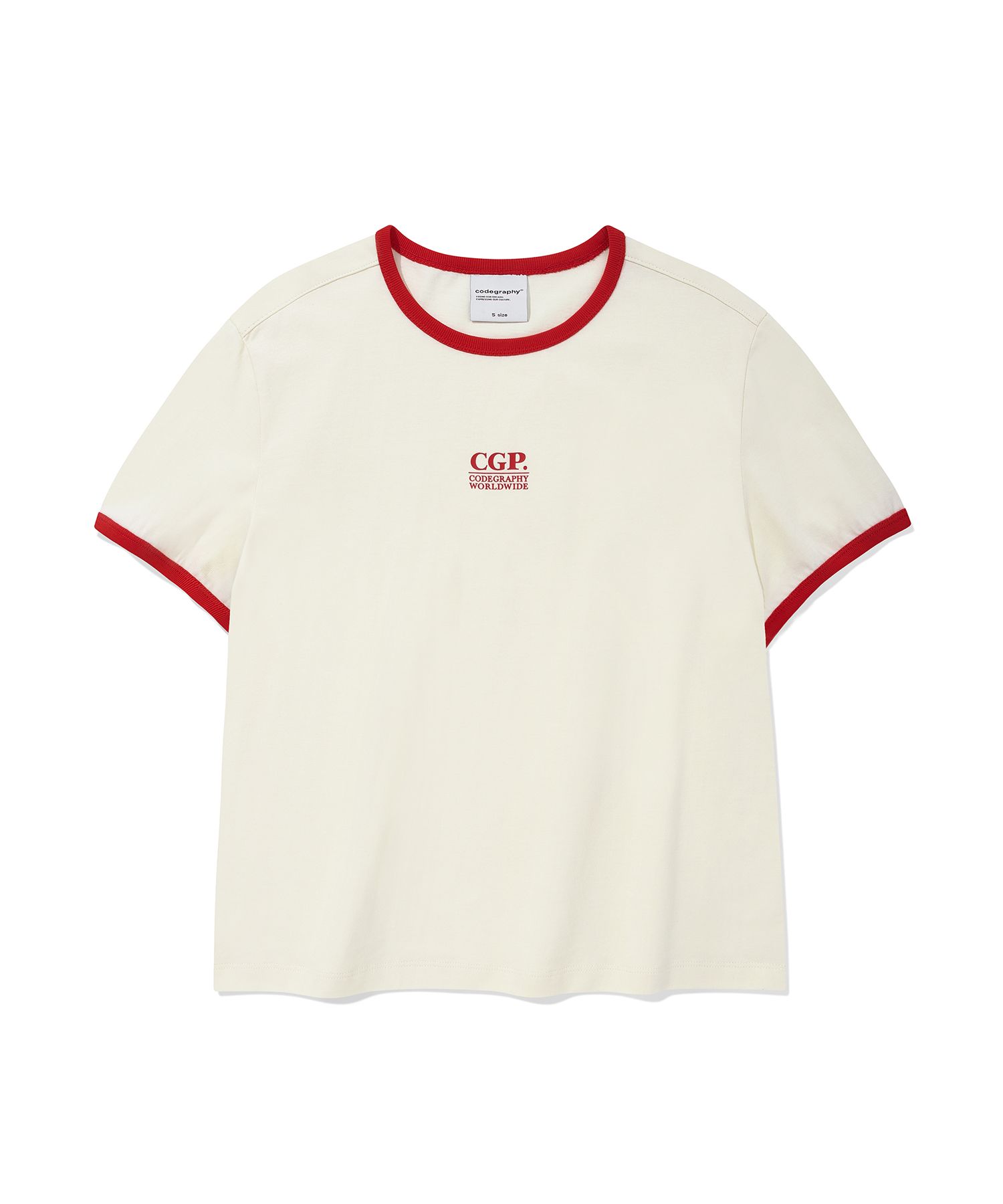 Tシャツ・カットソー codegraphy Women's Square Logo Ringer Short Sleeve T-Shirt C MUSINSA | Codegraphy (Women) Small Square Logo Ringer Short