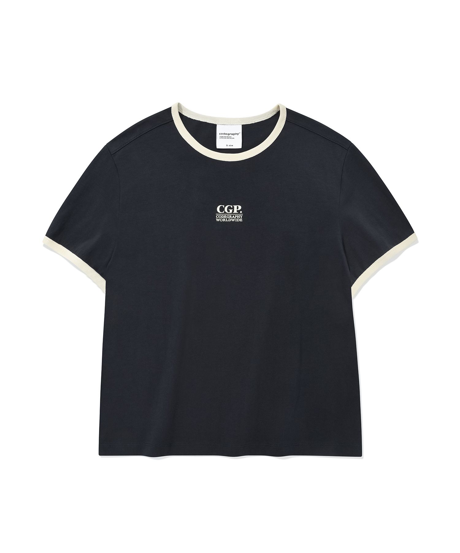 Tシャツ・カットソー codegraphy Women's Square Logo Ringer Short Sleeve T-Shirt C MUSINSA | Codegraphy (Women) Small Square Logo Ringer Short