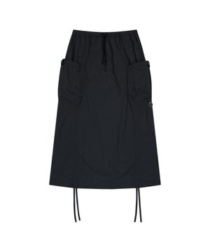 나일론 셔링 패널 스커트-블랙