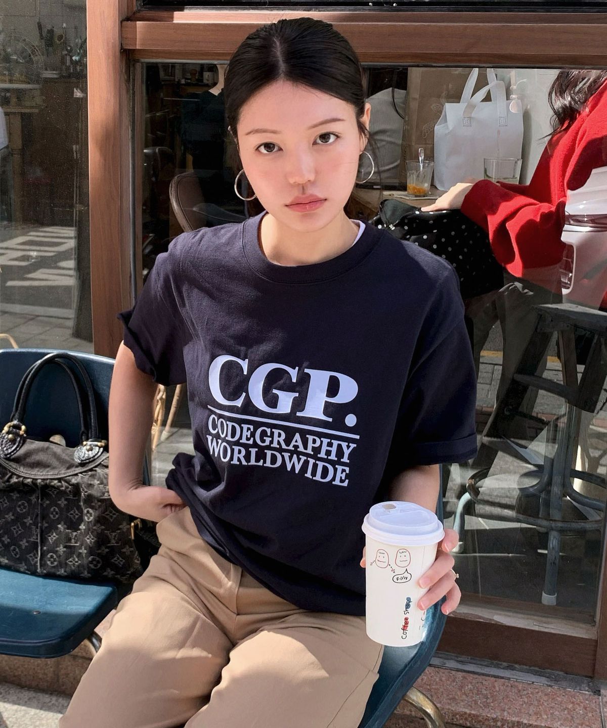 코드그라피(CGP) 스퀘어 로고 반소매 티셔츠_다크네이비