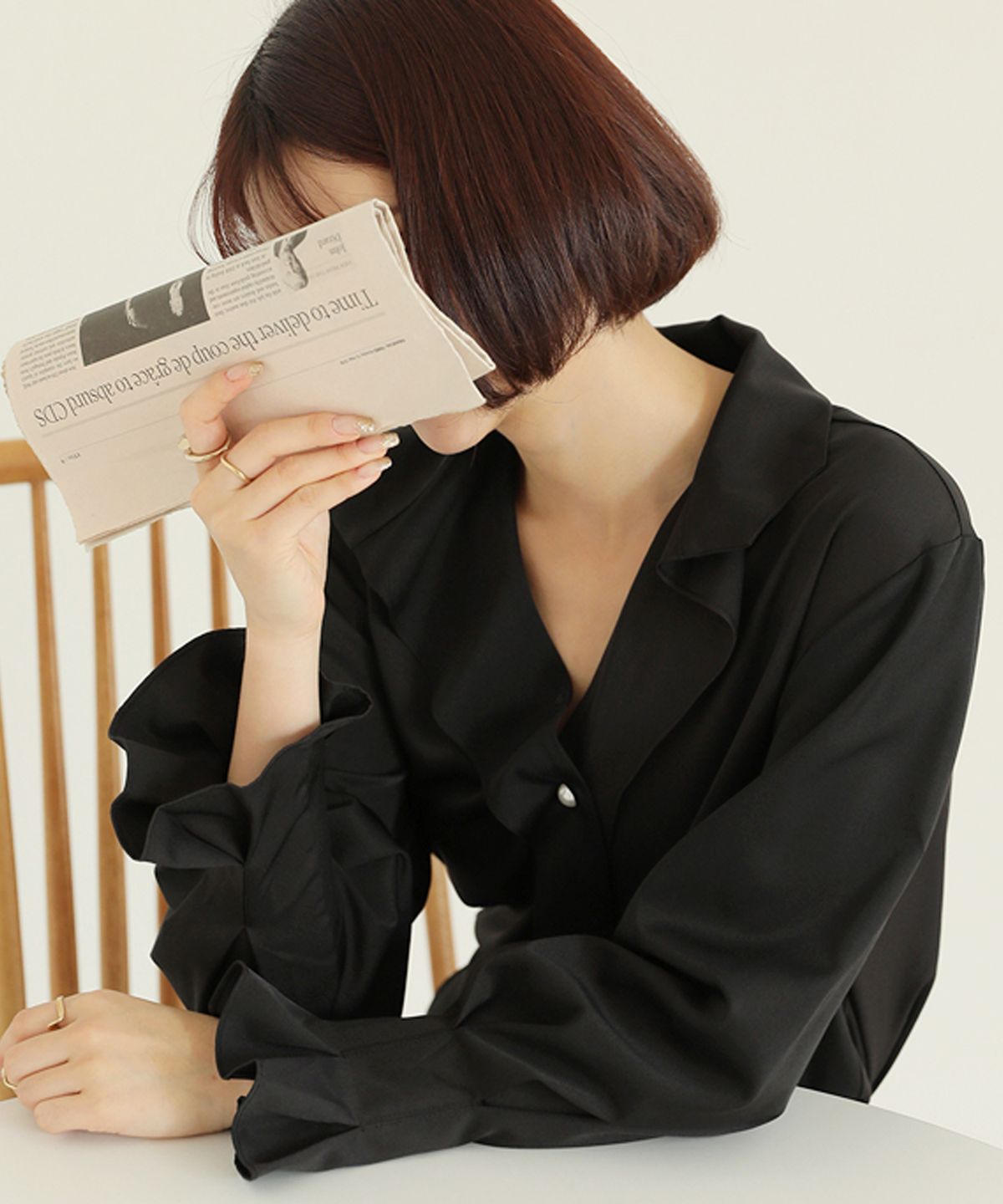 빼빼(BBAEBBAE) 고급스런 진주포인트 소매셔링 카라넥