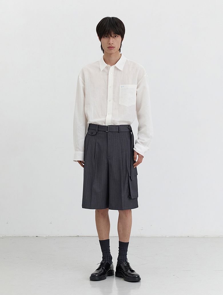 BELTED MULTIPOCKET BERMUDA SHORTS_UDPA5B325_GREY STRIPE