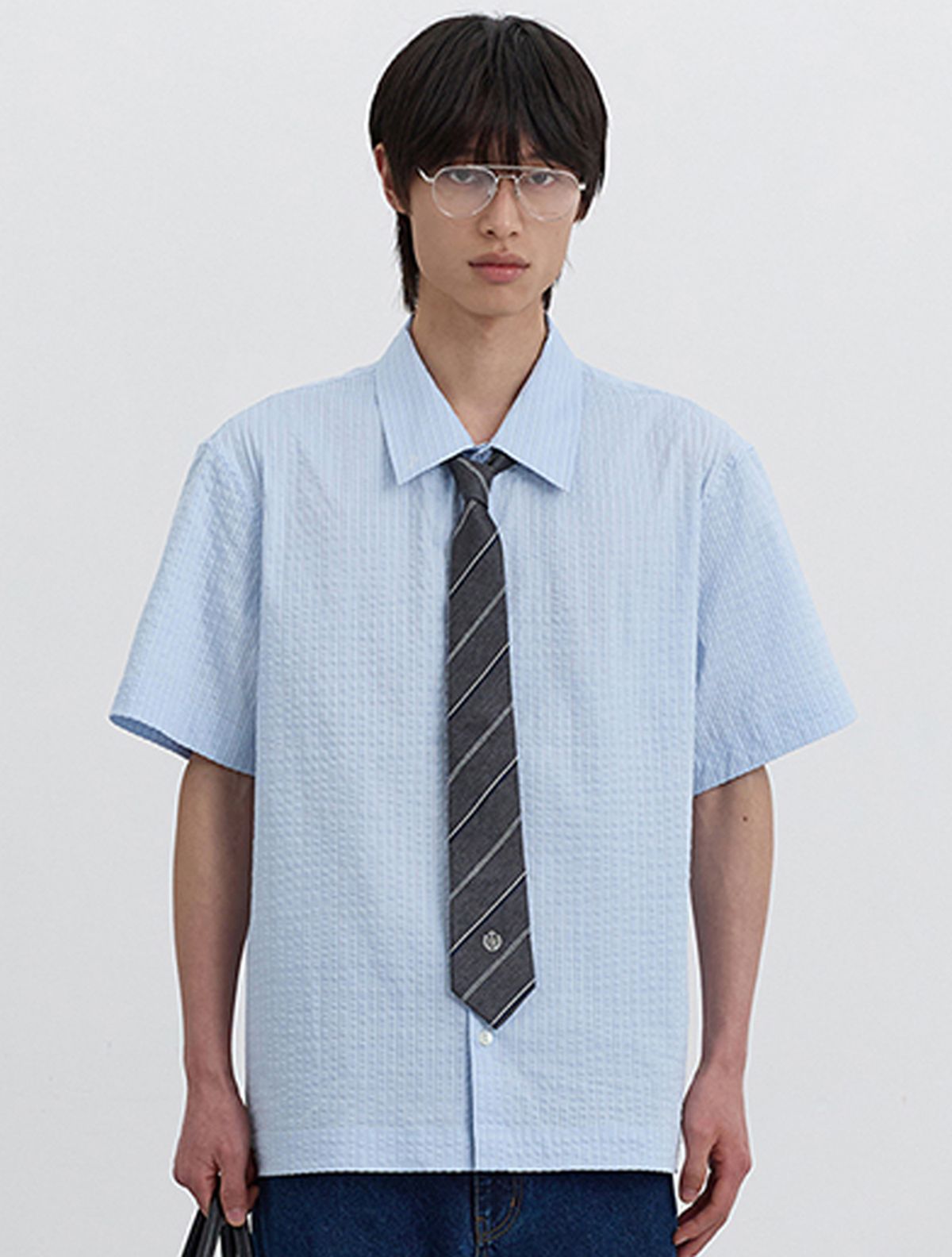 던스트 포 맨(DUNST FOR MEN) COLLARED STRIPED SHIRT_UDSH5B326_SKY BLUE STRIPE