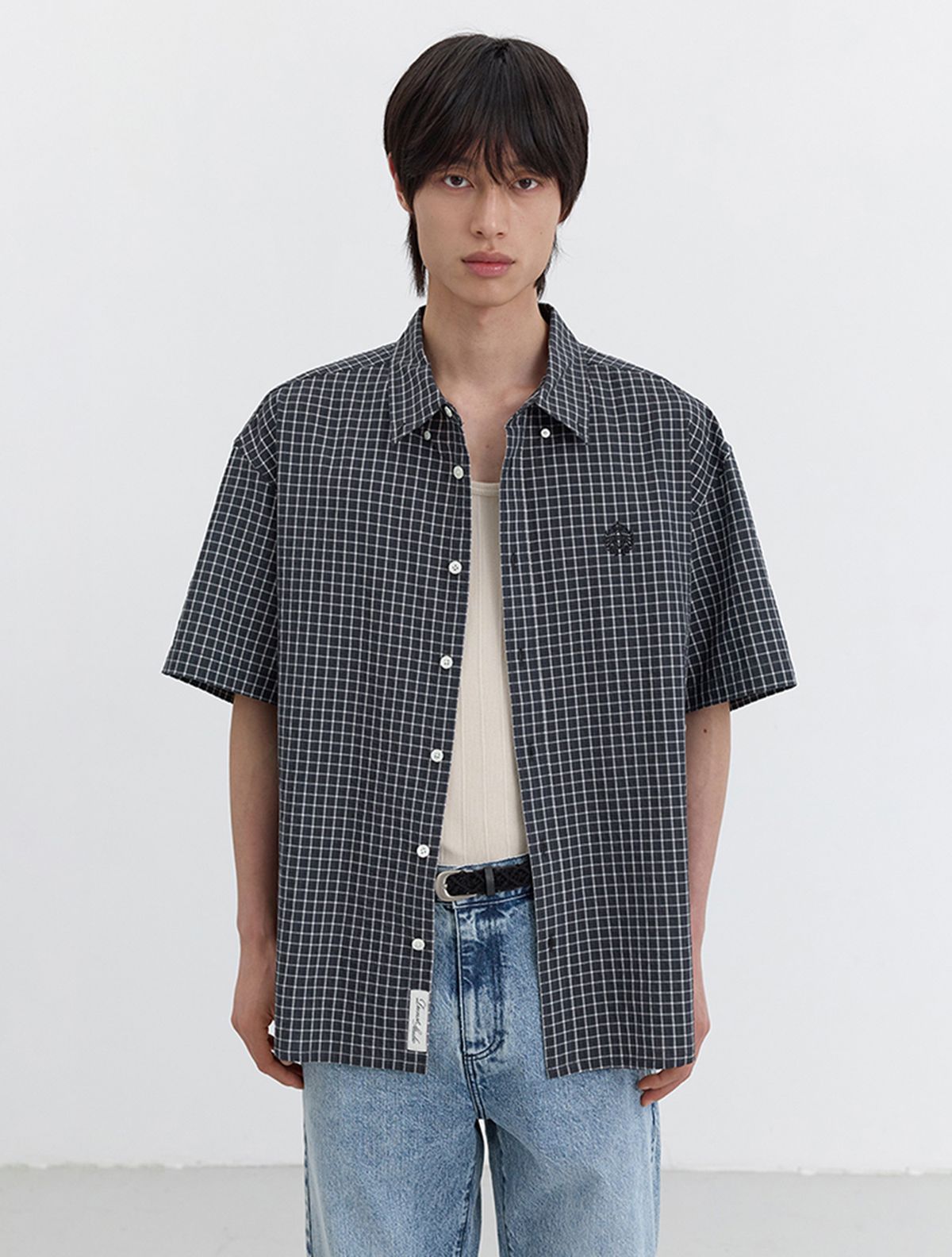 던스트 포 맨(DUNST FOR MEN) SHORT SLEEVE CLASSIC SHIRT_UDSH5B324_NAVY CHECK