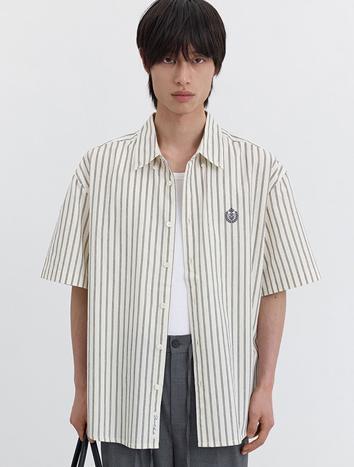 던스트 포 맨(DUNST FOR MEN) SHORT SLEEVE CLASSIC SHIRT_UDSH5B324_CREAM STRIPE