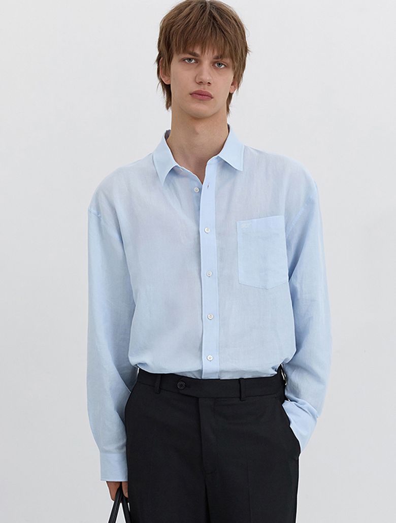 CLASSIC LINEN SHIRT_UNISEX_UDSH5B125_SOFT BLUE