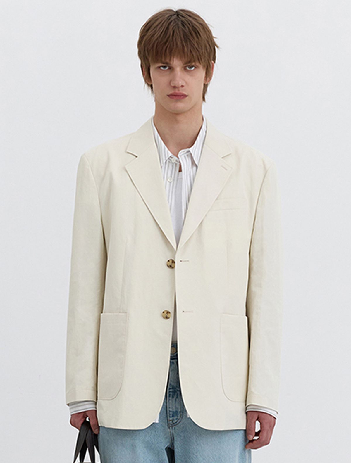 던스트 포 맨(DUNST FOR MEN) CLASSIC LINEN JACKET_UNISEX_UDJA5B121_CREAM