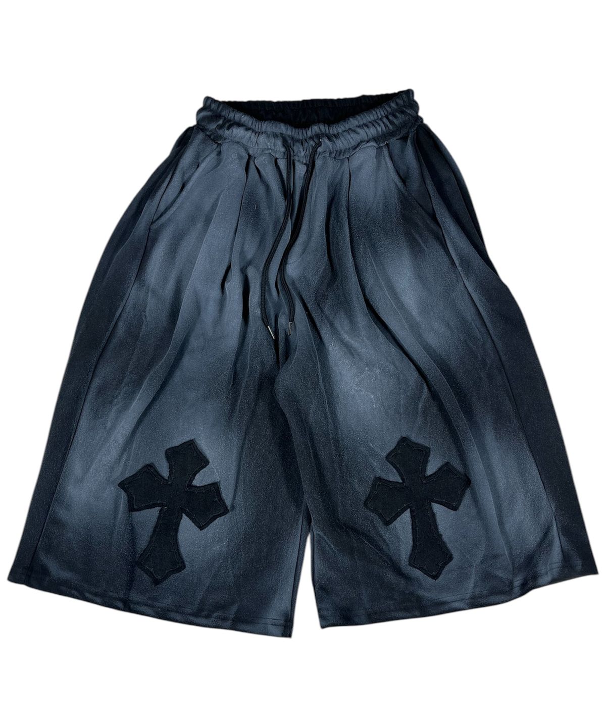 스케이터락(SK8ER ROCK) Painting Cross Bermuda Shorts ((black))