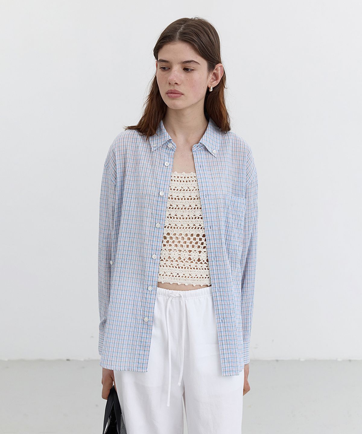 던스트(DUNST) UNISEX CLASSIC CHECK OVERSHIRT_UDSH5B124_SOFT BLUE CHECK