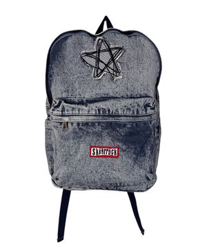 Doodle Star Denim Backpack ((blue))