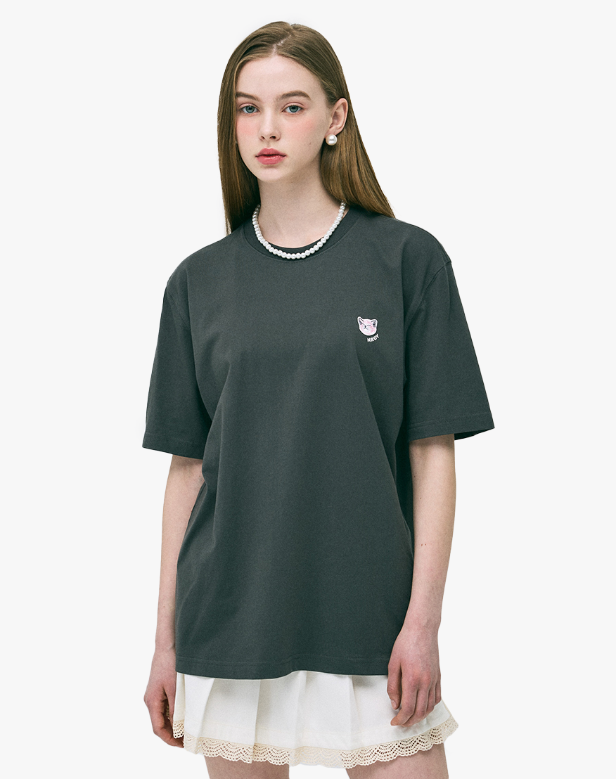 [ NERDY ]★25SS★SLEEPING CAT WAPPEN SHORT SLEEVE T-SHIRT MUSINSA | NERDY Sleeping Cat Wappen Short Sleeve T-Shirt
