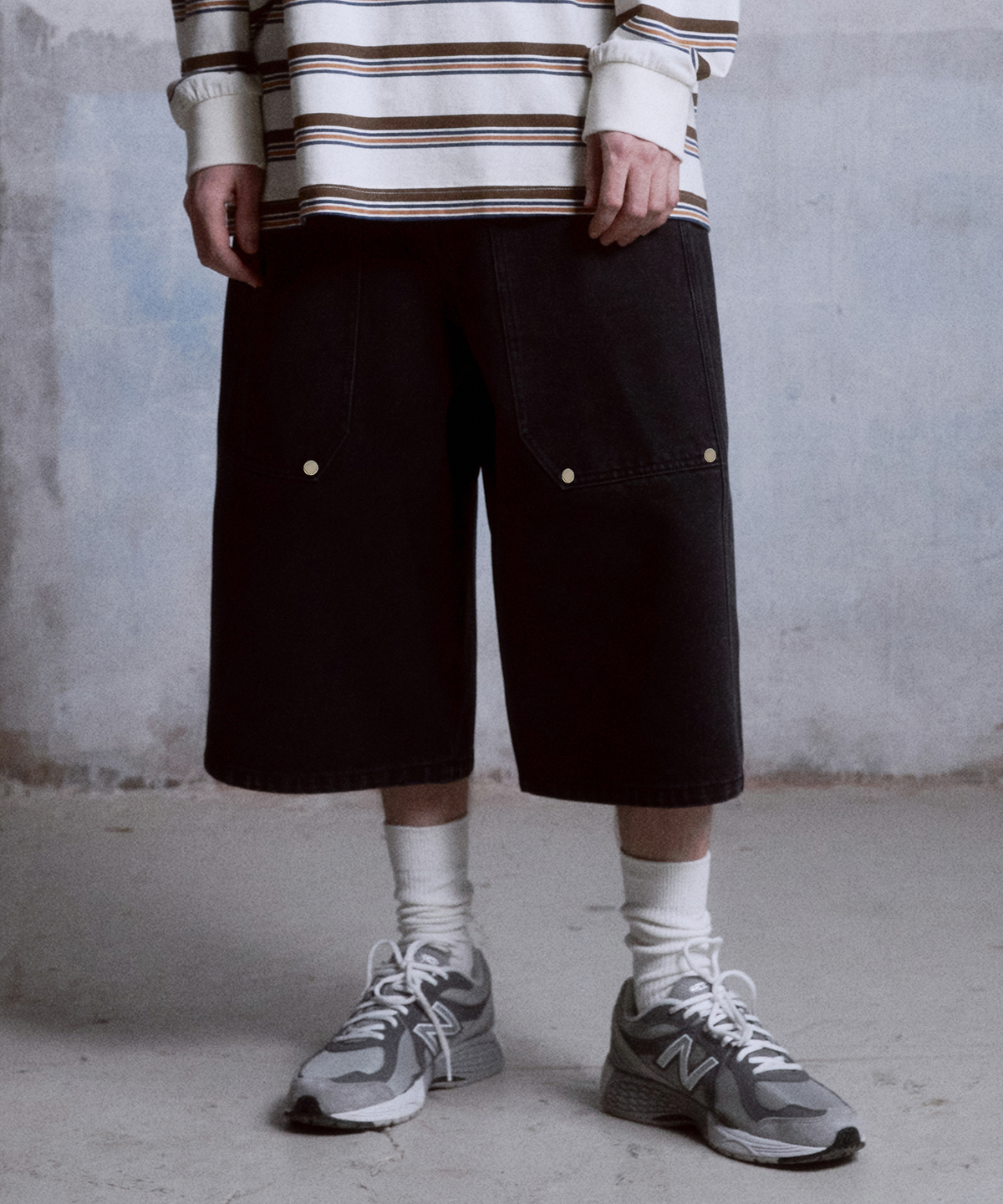 디써티원(DTHIRTYONE) Carpenter Denim Bermuda Pants (Washed Black)